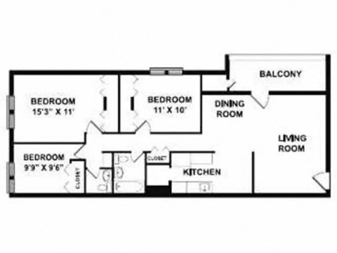 C1 C1U 3B 1_5B 1111SF Floor Plan at Gates of West Bay, Virginia